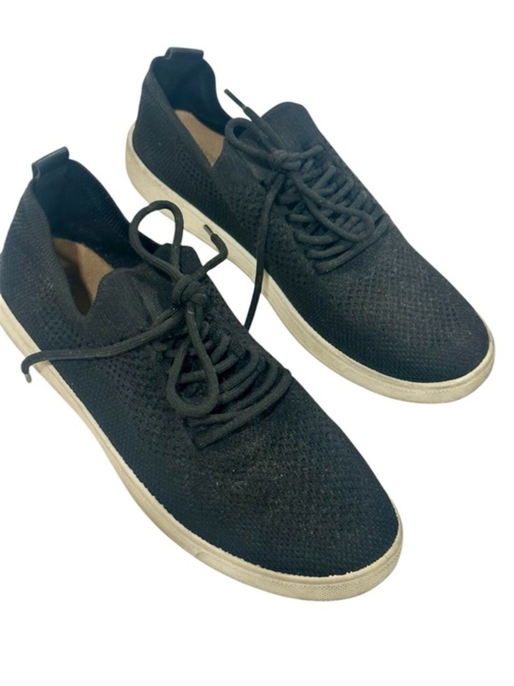 Sonoma Black Knit Lace-Up Sneakers with white Sole